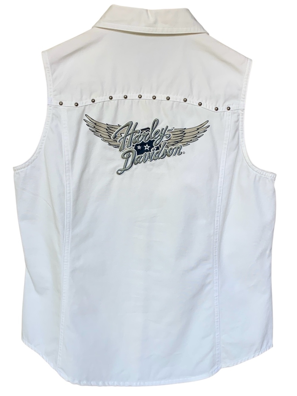 Harley Davidson Women's Pearl Snap Sleeveless Shirt